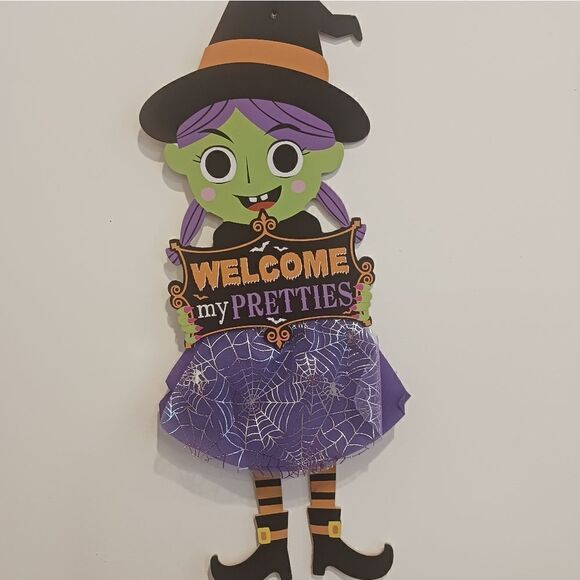 3 for 26 - Witch Themed Halloween Wall Hanging Sign Welcome My Pretties Decoe - Picture 1 of 6